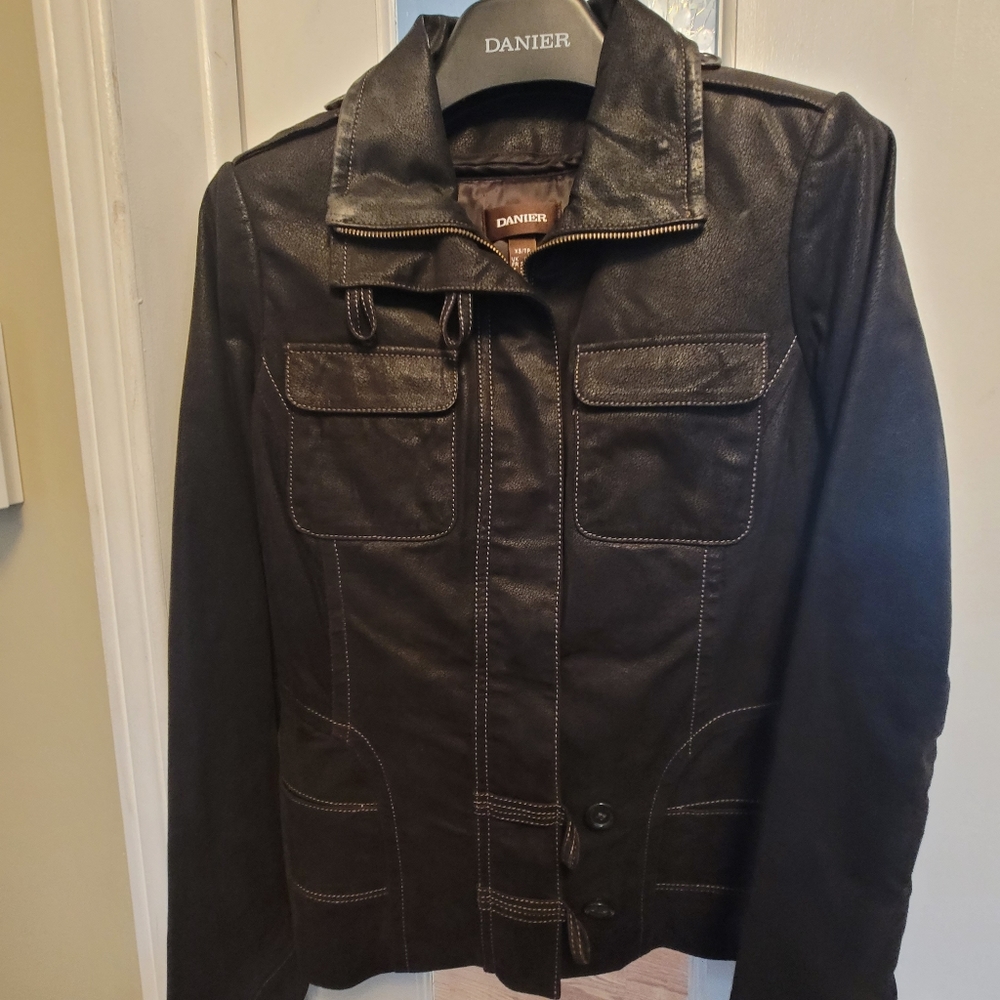 Brown leather jacket